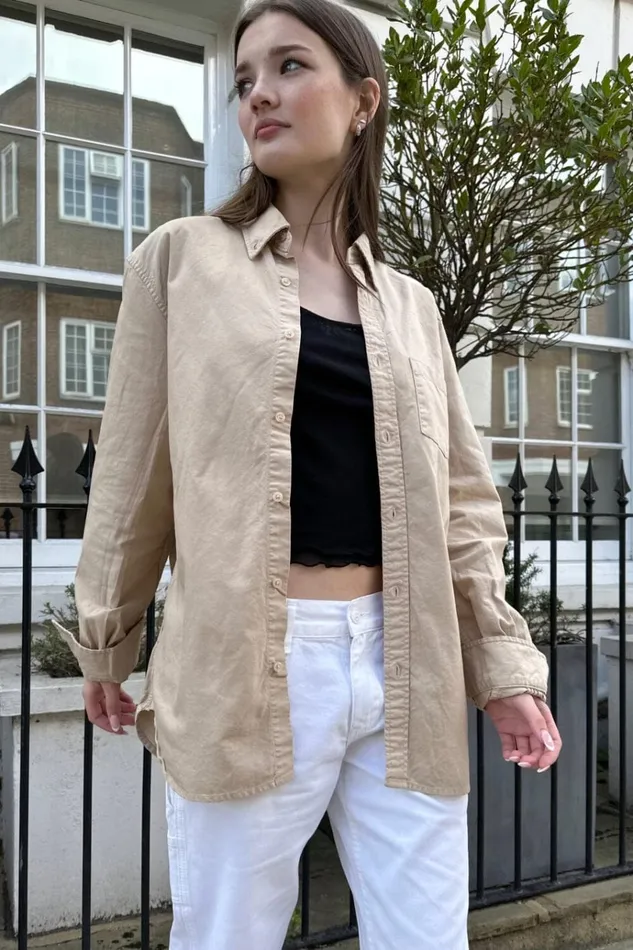 Stephanie Cargo Jacket Khaki Beige Women Brandy Melville Tops