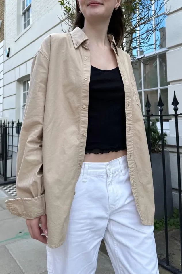 Stephanie Cargo Jacket Khaki Beige Women Brandy Melville Tops