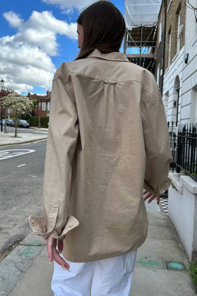 Stephanie Cargo Jacket Khaki Beige Women Brandy Melville Tops