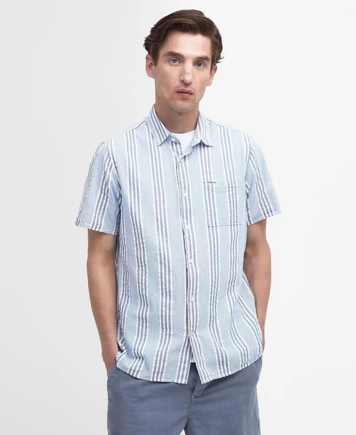 Stonebay Regular ShortSleeved Striped Shirt Sky Men Barbour Shirts