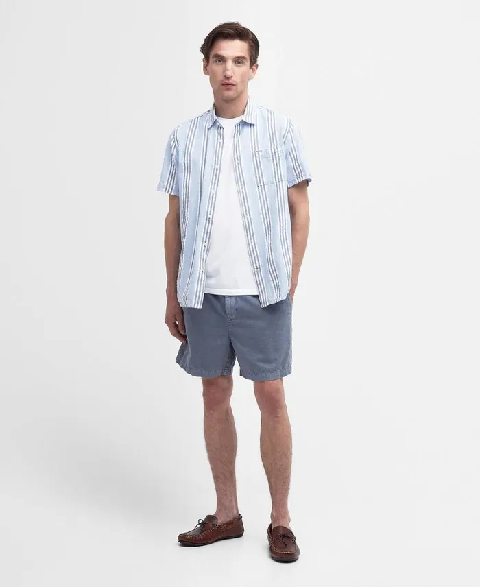 Stonebay Regular ShortSleeved Striped Shirt Sky Men Barbour Shirts