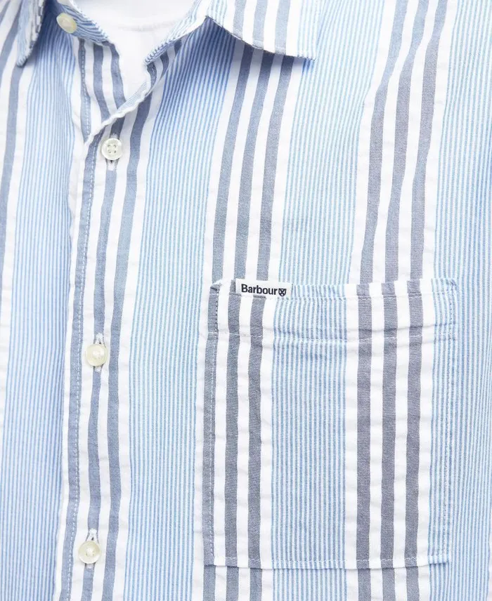 Stonebay Regular ShortSleeved Striped Shirt Sky Men Barbour Shirts