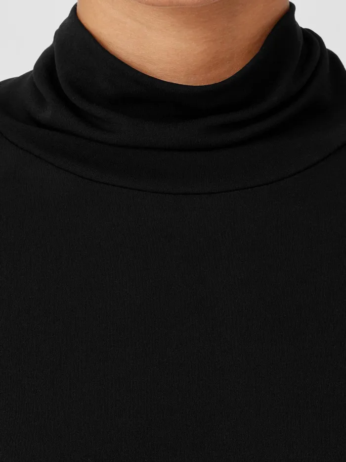 Stretch Silk Jersey Scrunch Neck Top Black Women Eileen Fisher Tops and Tees