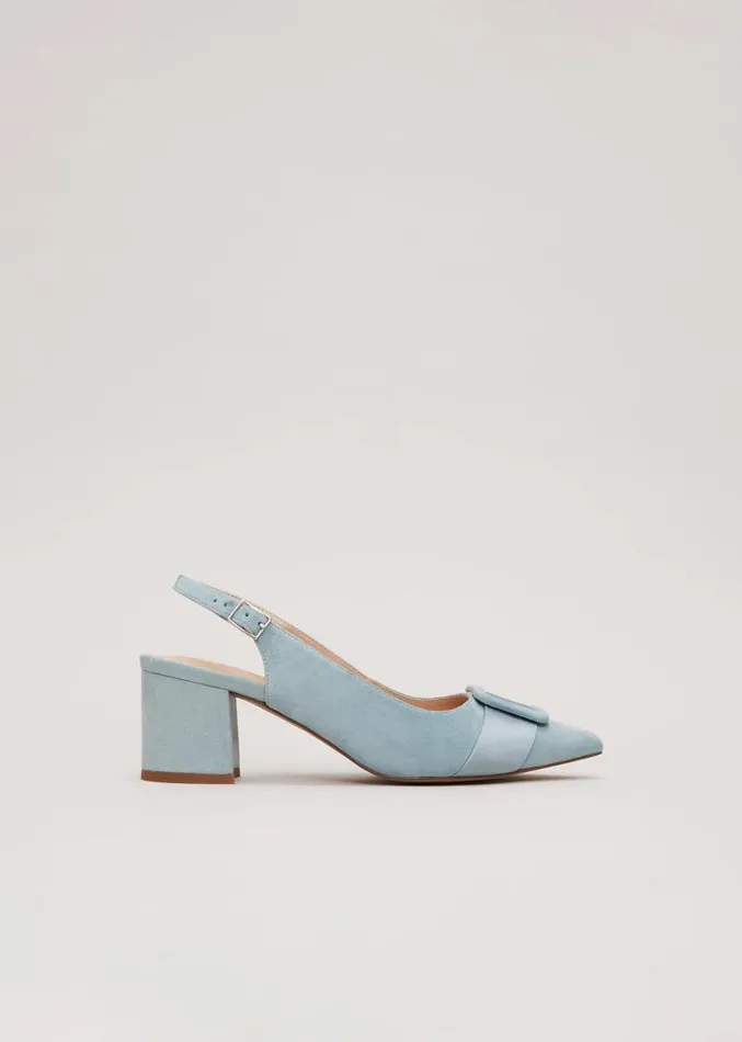 Suede Buckle Block Heel Shoe Light Green Women Phase Eight Occasion Shoes