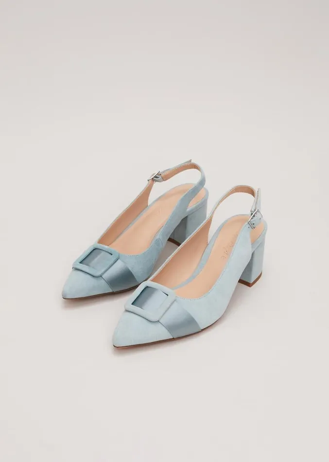 Suede Buckle Block Heel Shoe Light Green Women Phase Eight Occasion Shoes