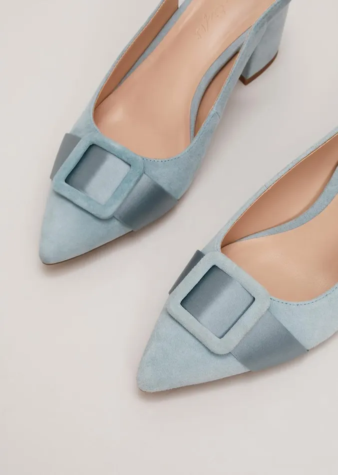 Suede Buckle Block Heel Shoe Light Green Women Phase Eight Occasion Shoes
