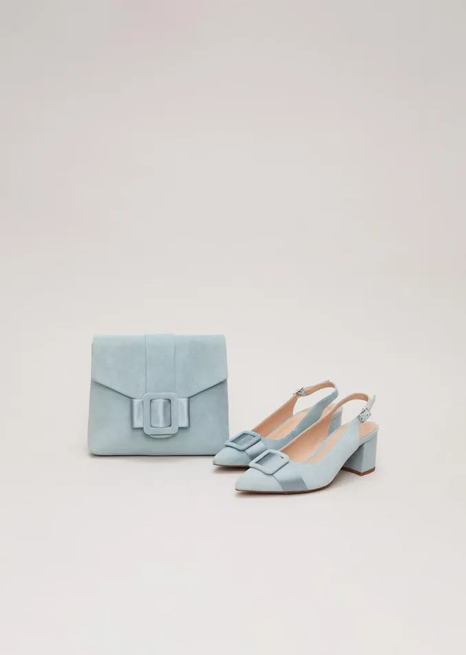 Suede Buckle Block Heel Shoe Light Green Women Phase Eight Occasion Shoes
