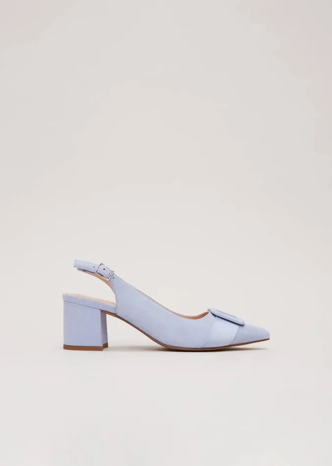 Suede Buckle Block Heel Shoes Pale Blue Women Phase Eight Occasion Shoes