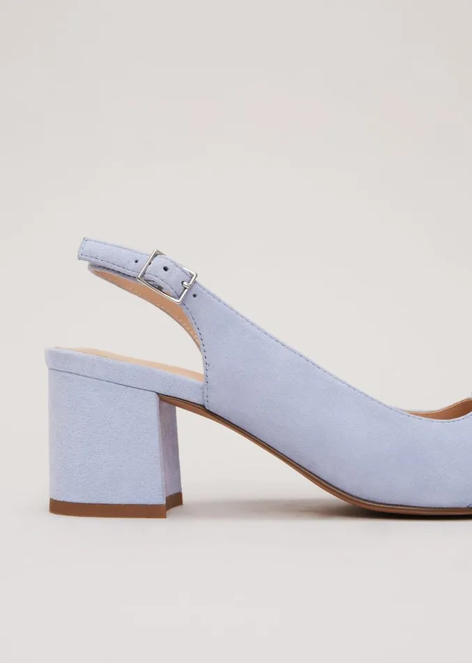 Suede Buckle Block Heel Shoes Pale Blue Women Phase Eight Occasion Shoes
