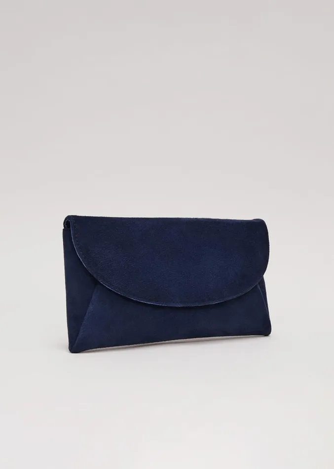 Suede Clutch Bag Navy Women Phase Eight Bags and Clutches