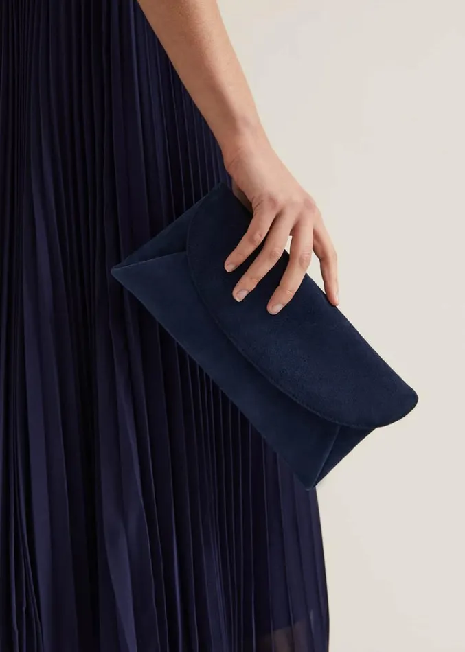Suede Clutch Bag Navy Women Phase Eight Bags and Clutches