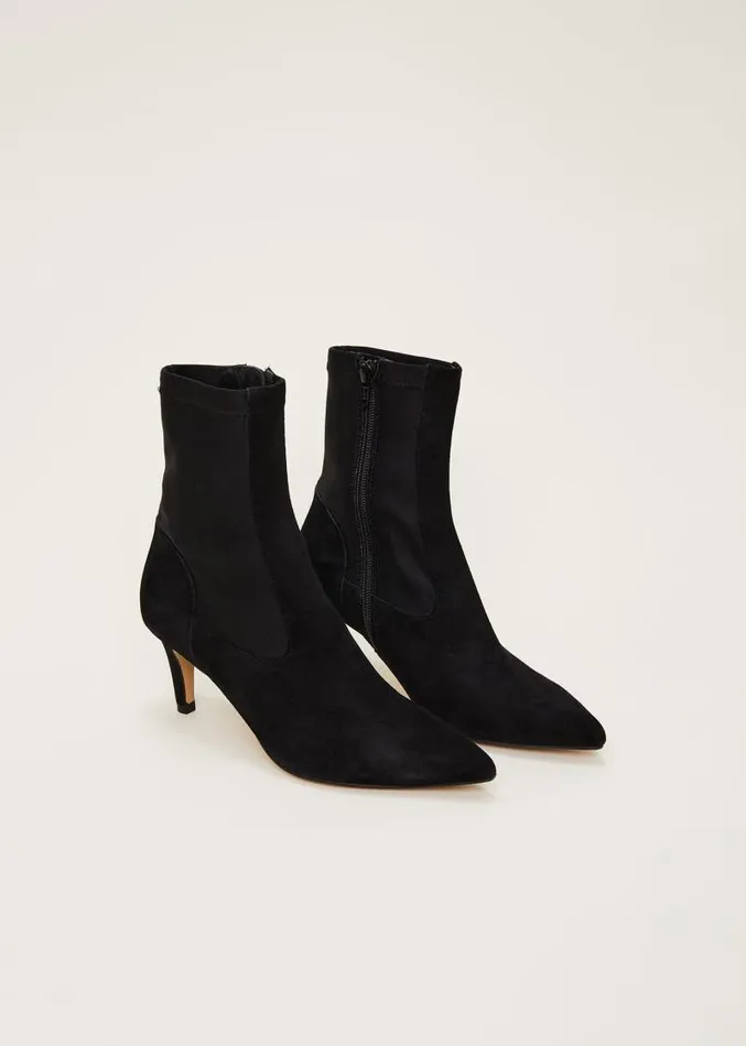 Suede Sock Boots Black Women Phase Eight Heels