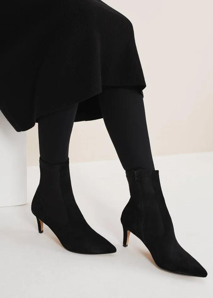 Suede Sock Boots Black Women Phase Eight Heels