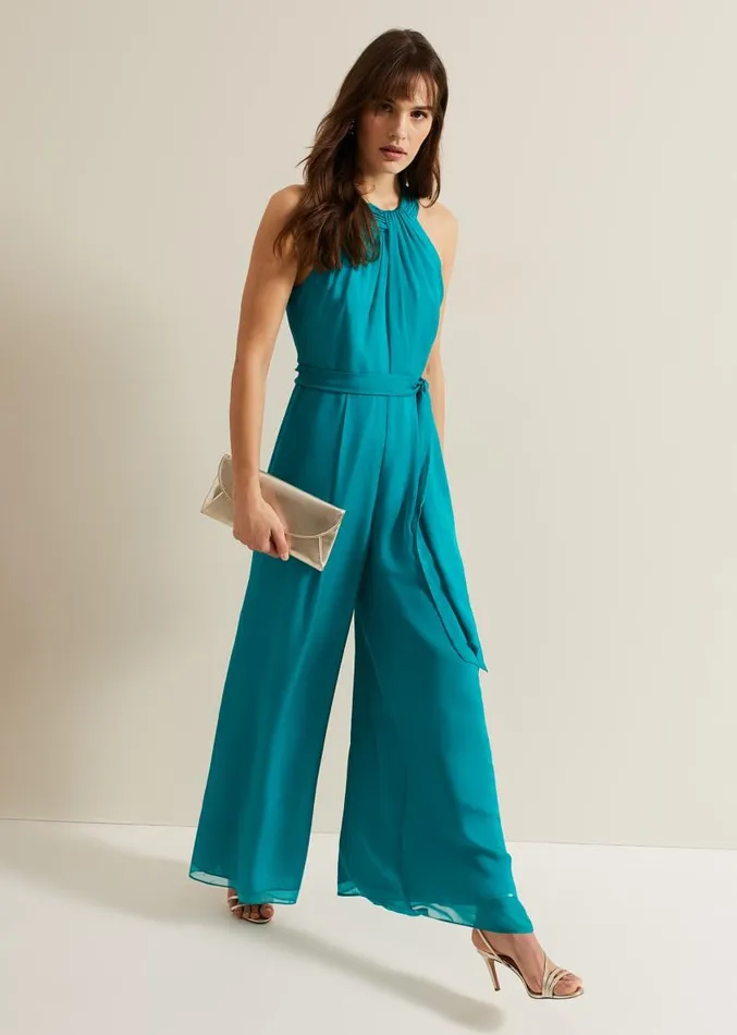 Susanna Silk Jumpsuit Green Women Phase Eight Dresses