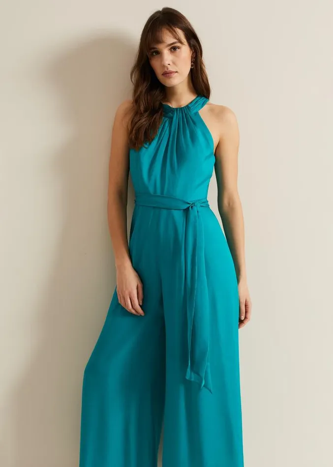 Susanna Silk Jumpsuit Green Women Phase Eight Dresses