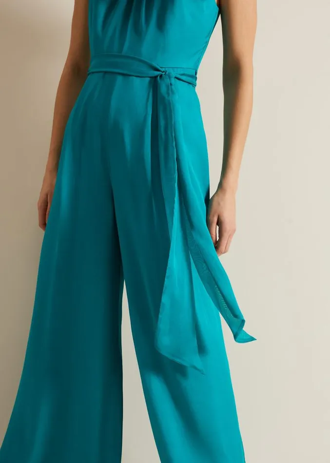 Susanna Silk Jumpsuit Green Women Phase Eight Dresses