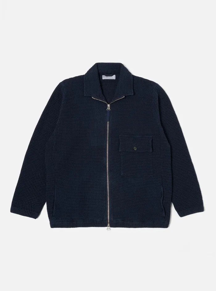 Sweatshirts Men Universal Works Universal Works K Track Top In Navy Pike Waffle