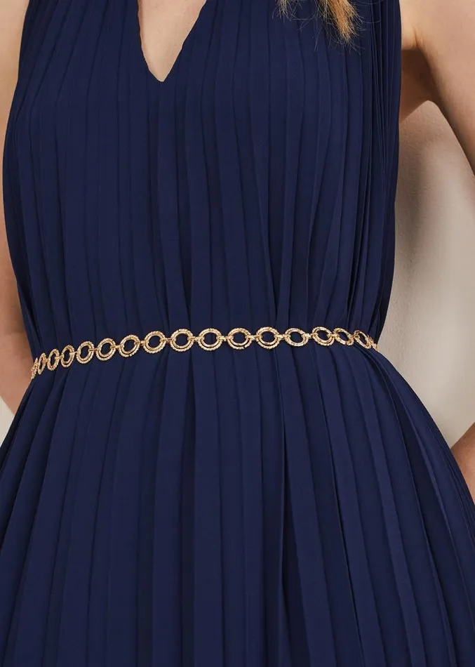 Tabitha Pleated Midi Dress French Navy Women Phase Eight Dresses
