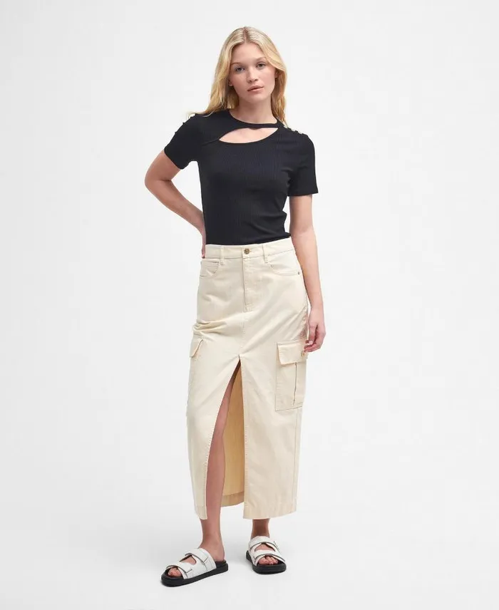 Tamsin Cargo Midi Skirt Washed Black Women Barbour Dresses and Skirts