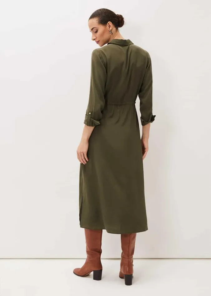 Tana Khaki Midi Dress Khaki Women Phase Eight Dresses