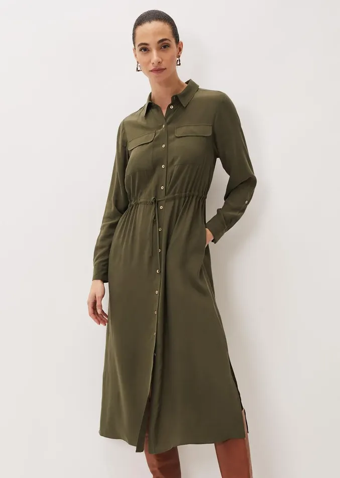 Tana Khaki Midi Dress Khaki Women Phase Eight Dresses