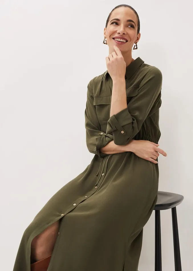 Tana Khaki Midi Dress Khaki Women Phase Eight Dresses