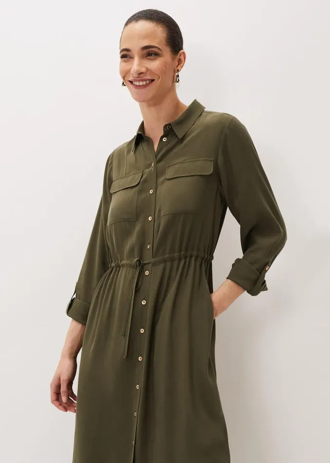 Tana Khaki Midi Dress Khaki Women Phase Eight Dresses