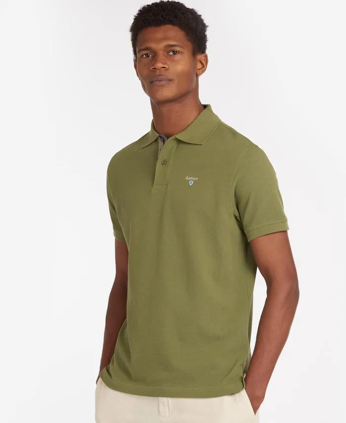 Tartan Pique Polo Shirt Sky Marldress Men Barbour Polo Shirts