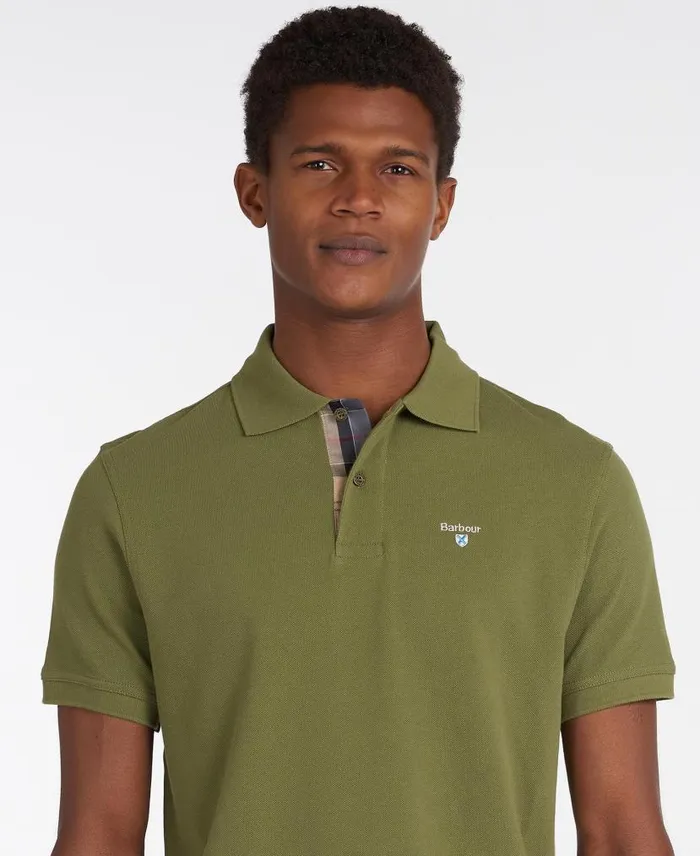Tartan Pique Polo Shirt Sky Marldress Men Barbour Polo Shirts