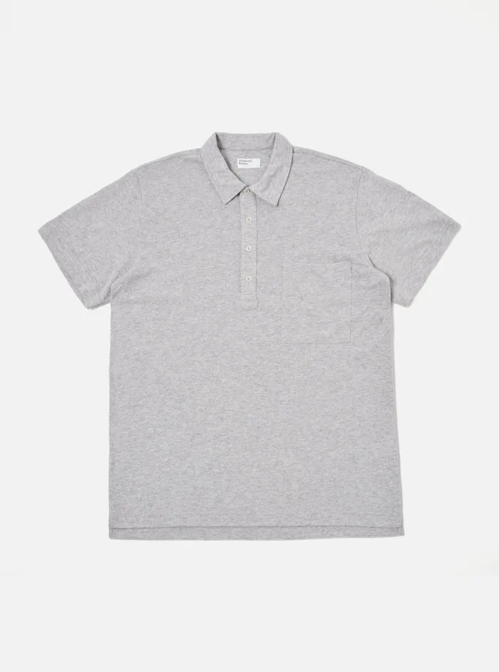 Tees Men Universal Works Universal Works Pullover SS Shirt In Grey Marl Recycled Wool Mix