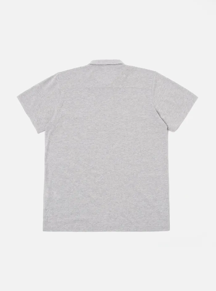 Tees Men Universal Works Universal Works Pullover SS Shirt In Grey Marl Recycled Wool Mix
