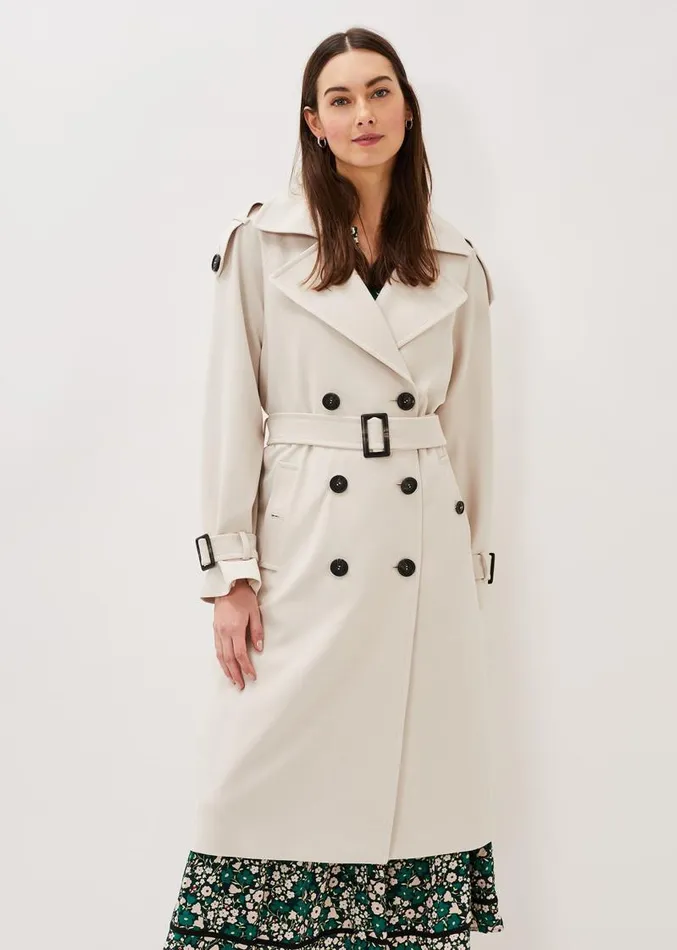 Tegan Trench Coat Off White Women Phase Eight Coats