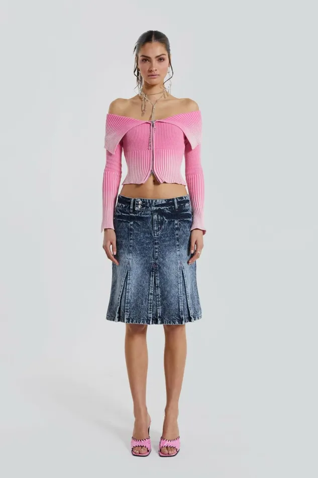 The Hills Denim Midi Skirt Blue Women Jaded London Skirts The Hills Denim Midi Skirt Blue Women Jaded London Skirts
