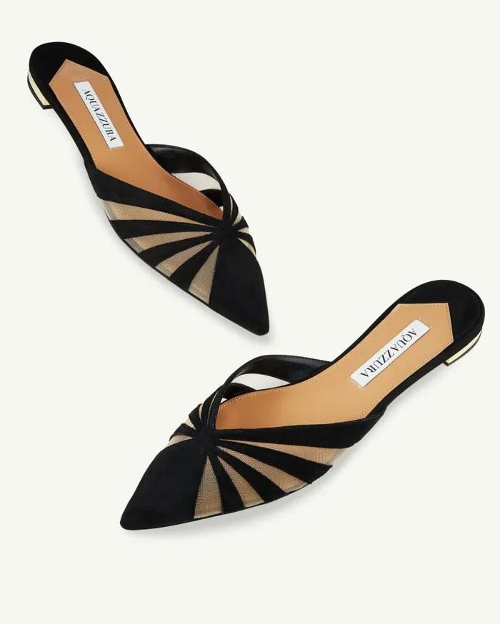 The Spy Mule Flat Black Women Aquazzura Flats
