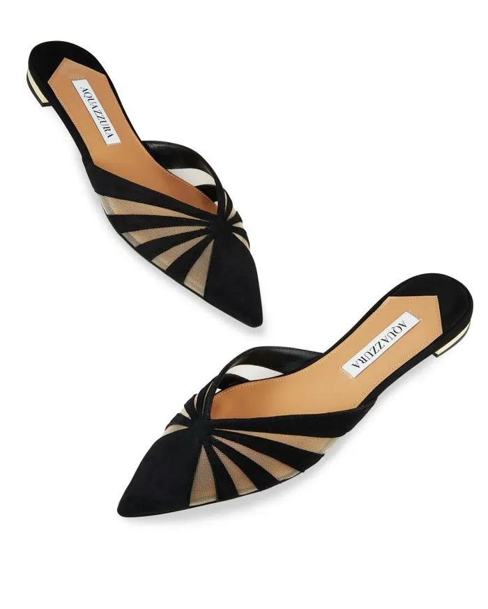 The Spy Mule Flat Black Women Aquazzura Flats