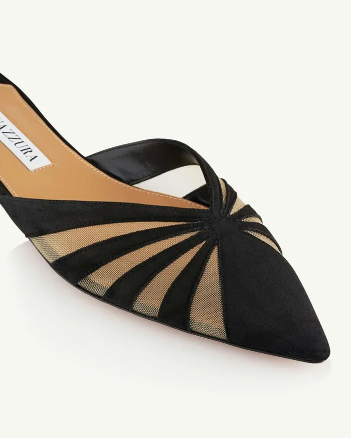 The Spy Mule Flat Black Women Aquazzura Flats