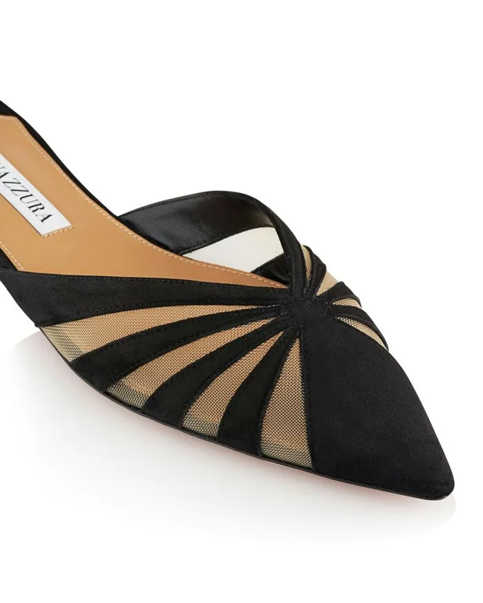 The Spy Mule Flat Black Women Aquazzura Flats