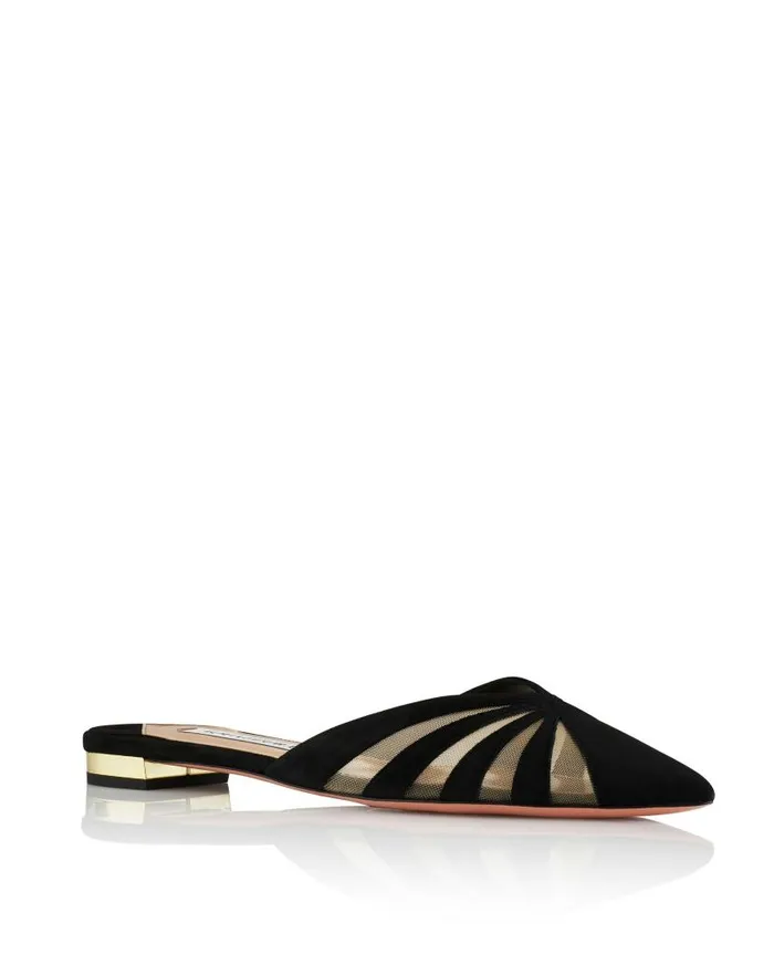 The Spy Mule Flat Black Women Aquazzura Flats