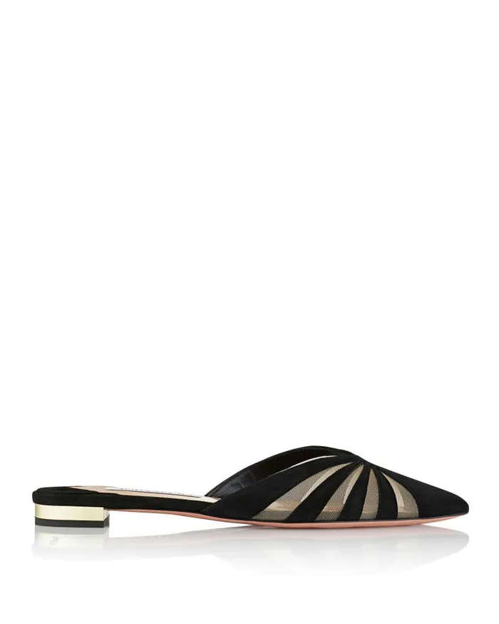 The Spy Mule Flat Black Women Aquazzura Flats