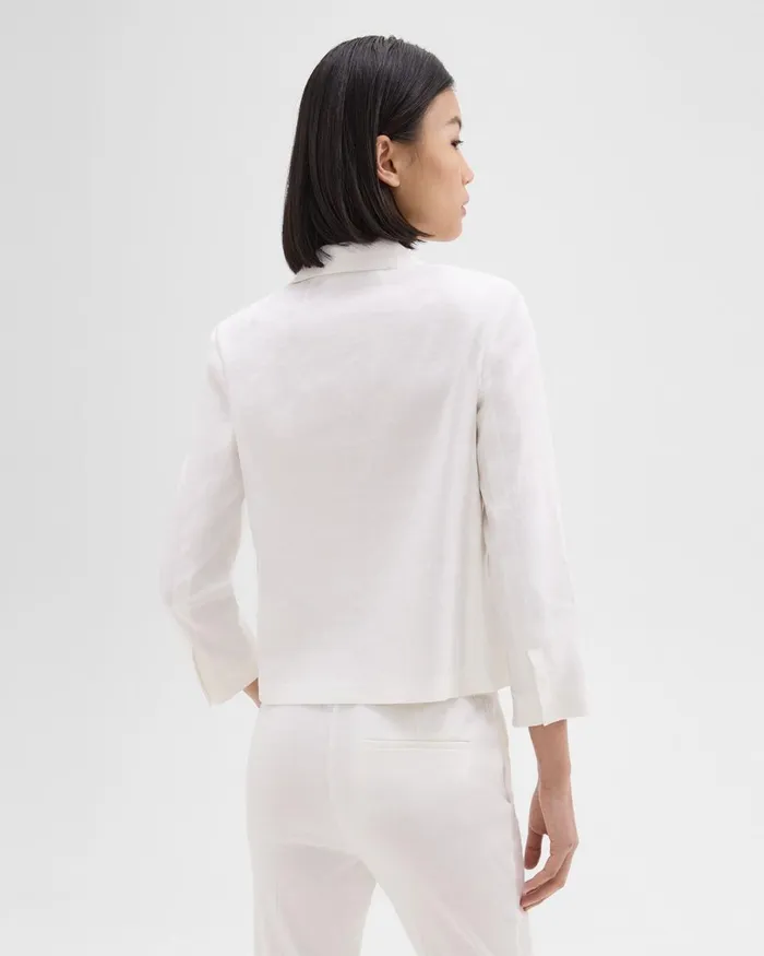 Theory Blazers Jackets Boxy Patch Pocket Blazer In Stretch Good Linen White 8211 Women