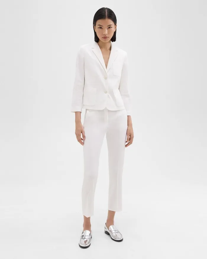 Theory Blazers Jackets Boxy Patch Pocket Blazer In Stretch Good Linen White 8211 Women