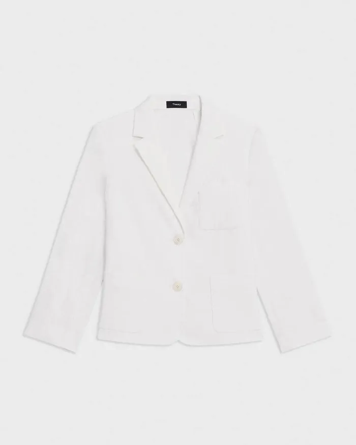 Theory Blazers Jackets Boxy Patch Pocket Blazer In Stretch Good Linen White 8211 Women