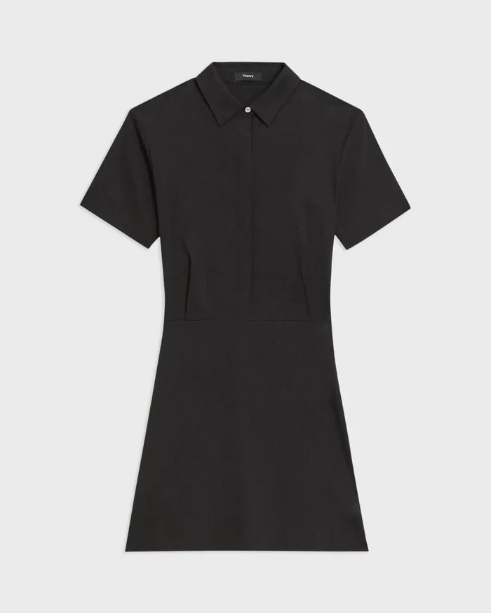 Theory Dresses ShortSleeve ALine Dress In Good Linen Black 8211 Women