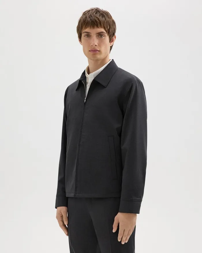 Theory Outerwear Hazelton Zip Jacket In Stretch Wool Dark Charcoal 8211 Men