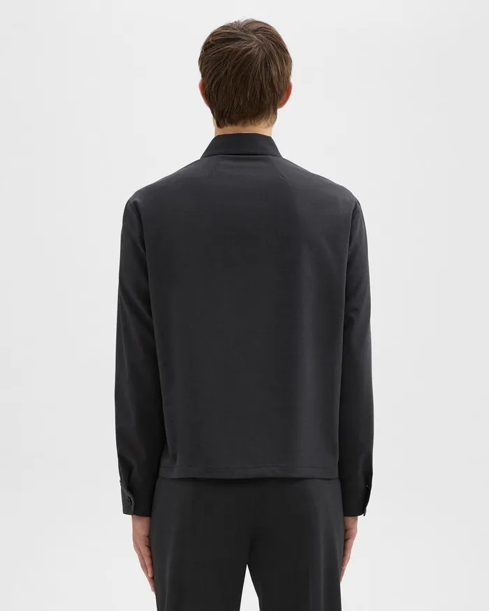 Theory Outerwear Hazelton Zip Jacket In Stretch Wool Dark Charcoal 8211 Men