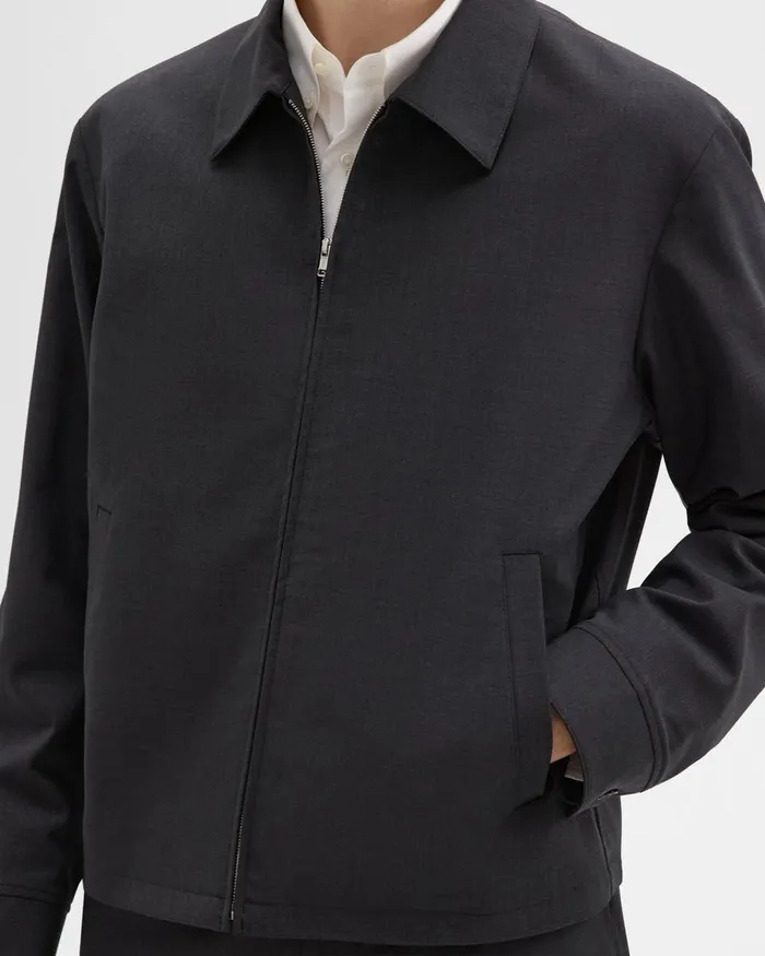 Theory Outerwear Hazelton Zip Jacket In Stretch Wool Dark Charcoal 8211 Men