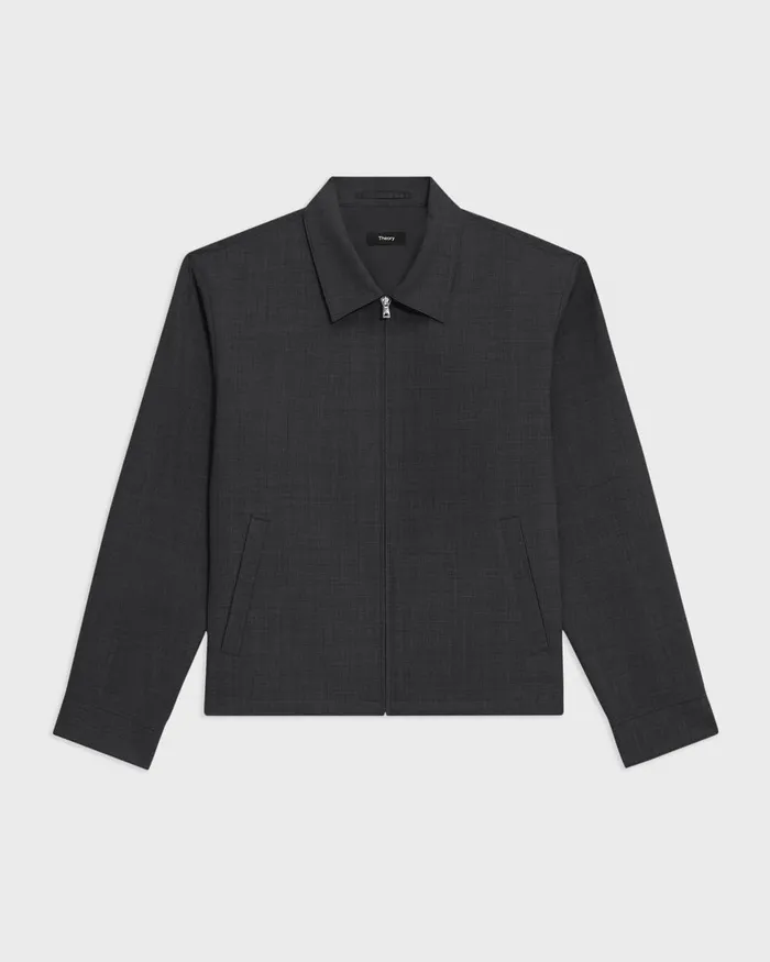 Theory Outerwear Hazelton Zip Jacket In Stretch Wool Dark Charcoal 8211 Men