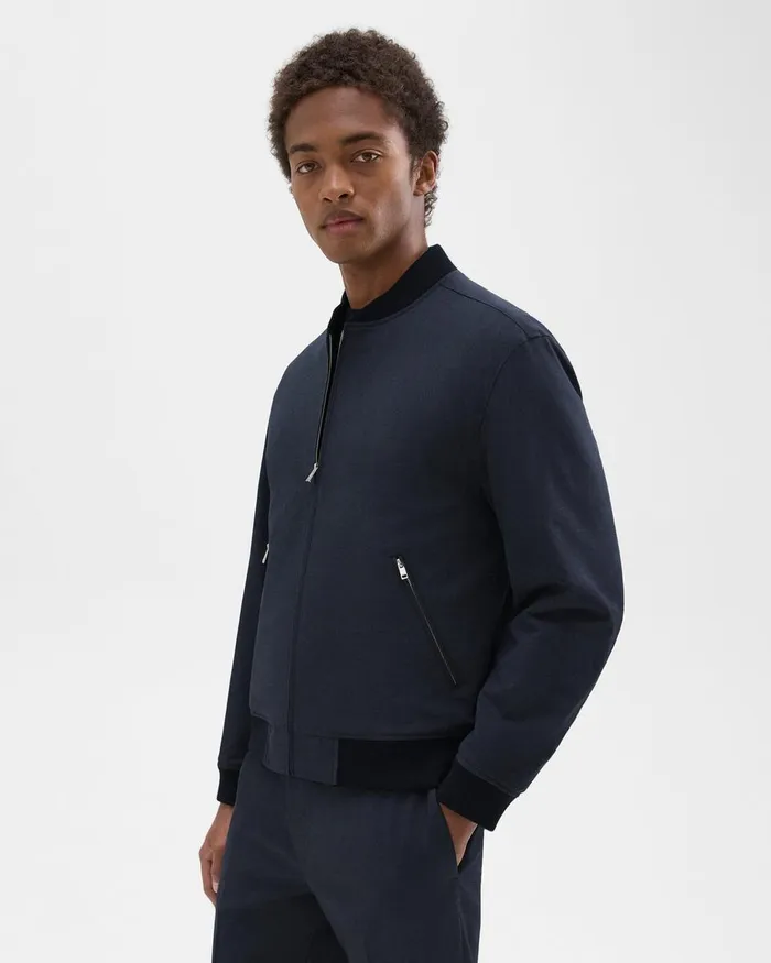 Theory Outerwear Tailored Bomber Jacket In Stretch Wool Navy 8211 Men