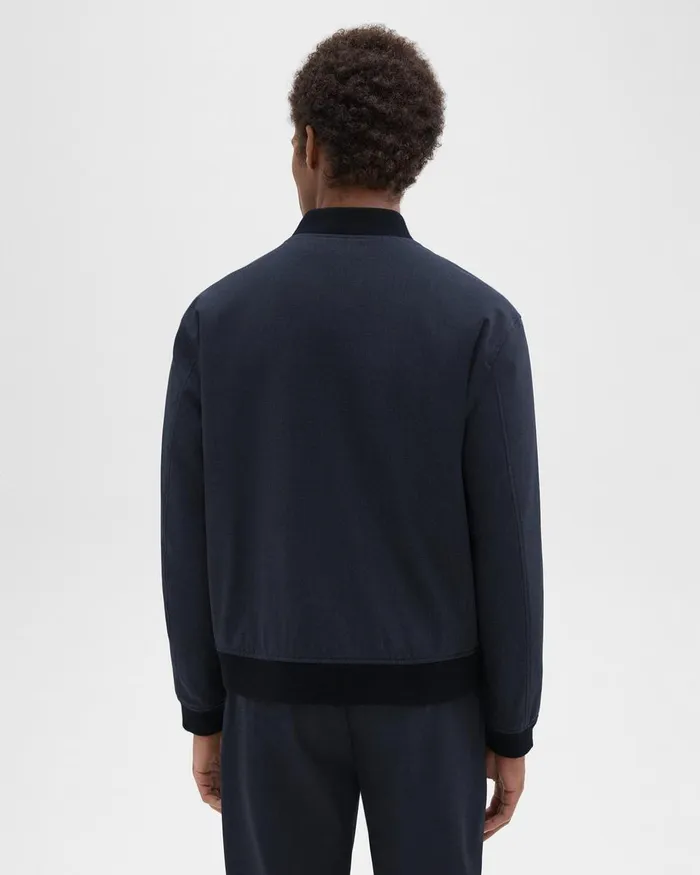 Theory Outerwear Tailored Bomber Jacket In Stretch Wool Navy 8211 Men