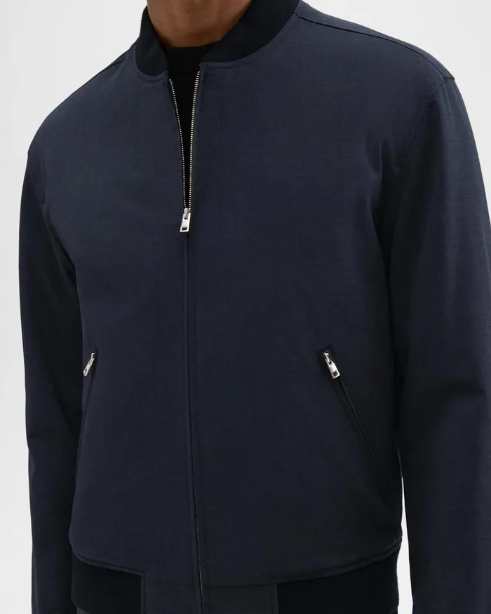 Theory Outerwear Tailored Bomber Jacket In Stretch Wool Navy 8211 Men